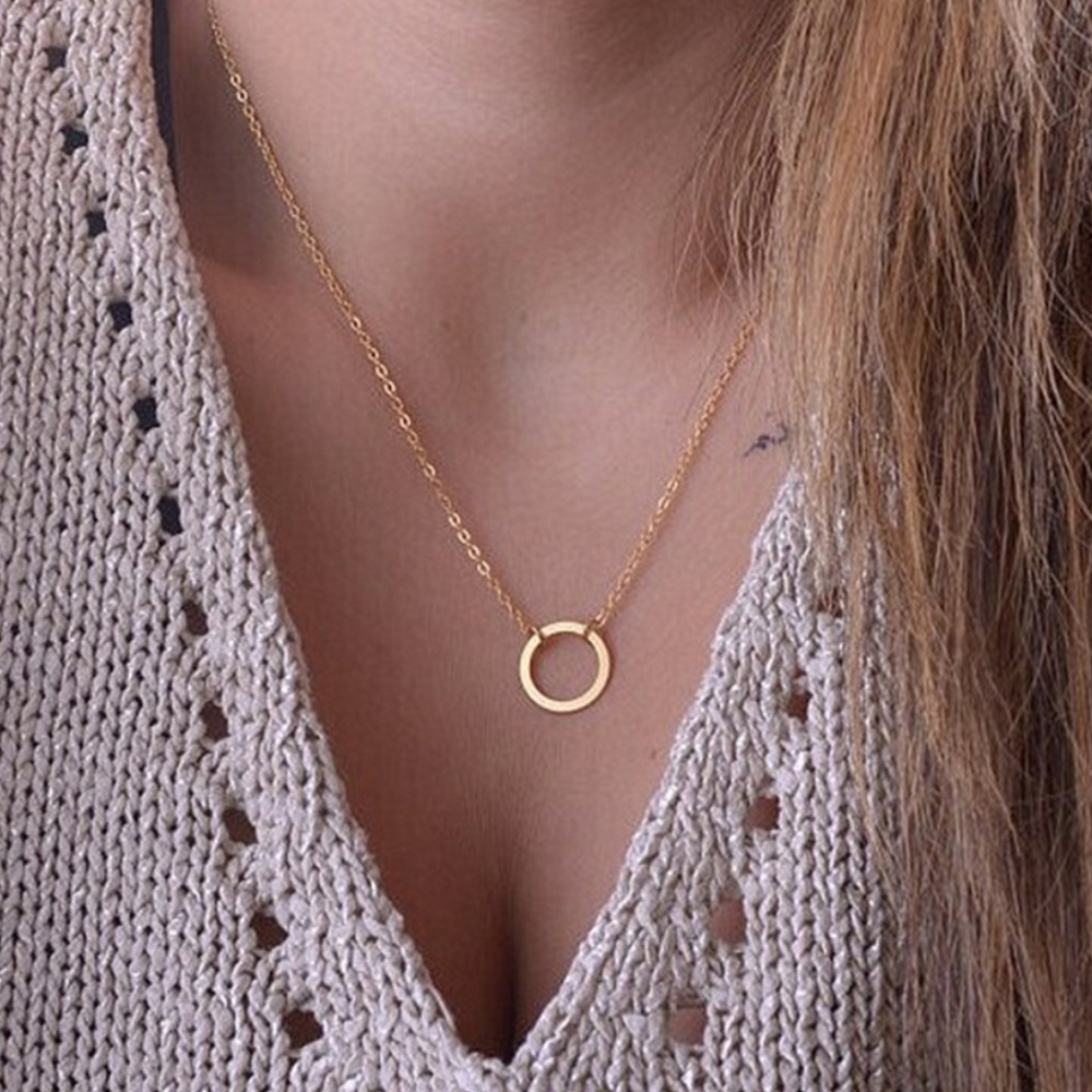 gold plated circle pendant necklace